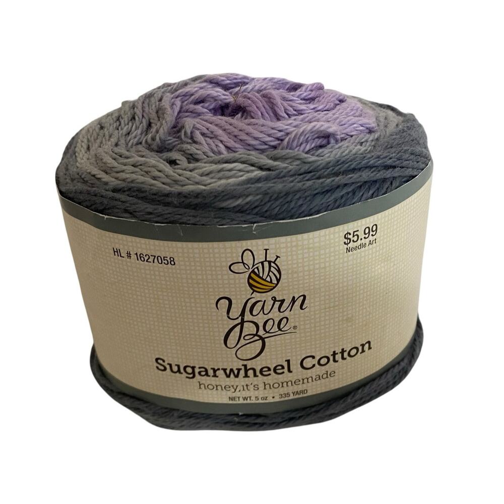 Yarn Bee Sugarwheel Cotton Yarn Honey It's Homemade Gray Purple 5oz 335 Yards